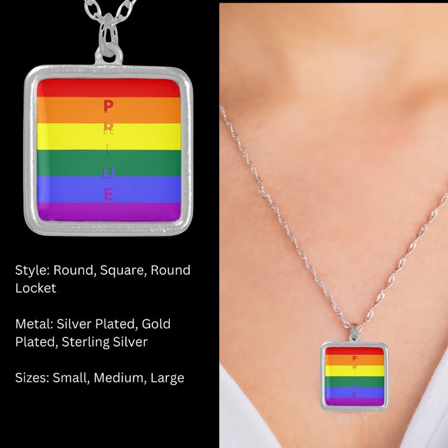 LGBT Pride Rainbow Flag Silver Plated Necklace (LGBT Pride Rainbow Flag Silver Plated Necklace)