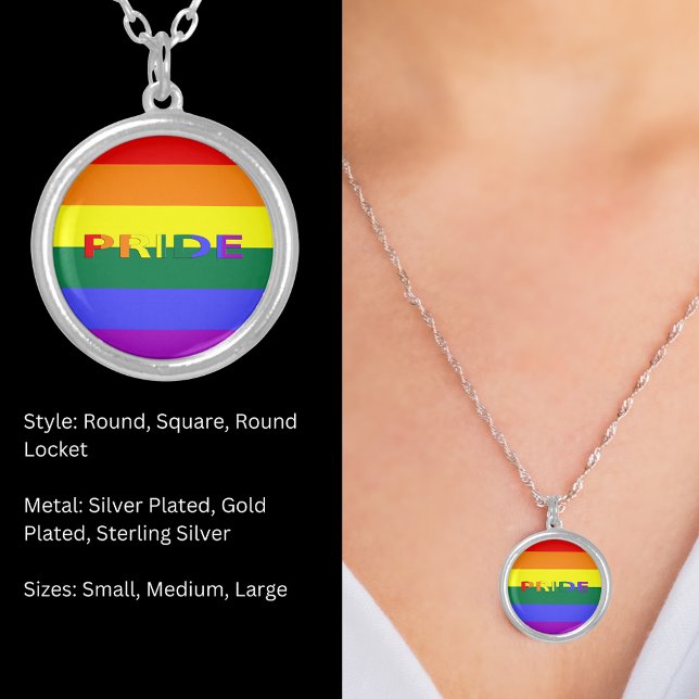 LGBT Pride Rainbow Flag Silver Plated Necklace (LGBT Pride Rainbow Flag Silver Plated Necklace)