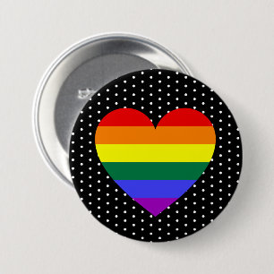 LGBT Pride Rainbow Heart Button