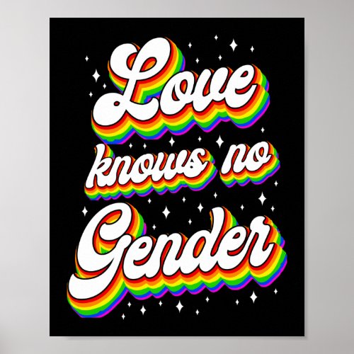 LGBT Pride Rainbow Love Knows No Gender Poster