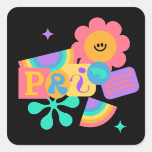 LGBT+pride. Rainbow love. Sunflower love. Square Sticker