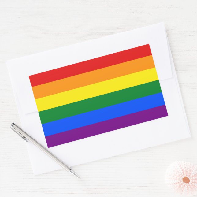 LGBT Pride Rainbow Rectangular Sticker (Envelope)