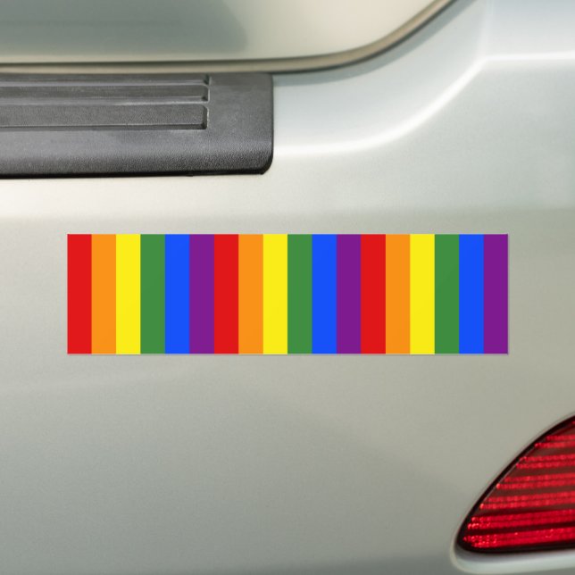 LGBT Pride Rainbow Stripe Pattern Bumper Sticker (On Car)