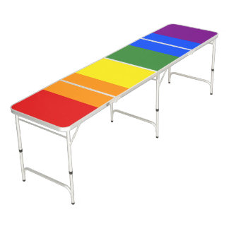 LGBT Pride Rainbow Striped Beer Pong Table