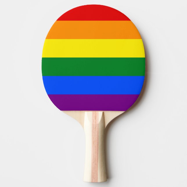 LGBT Pride Rainbow Striped Ping Pong Paddle (Front)