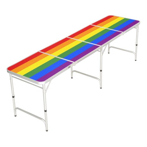 LGBT Pride Rainbow Stripes Beer Pong Table