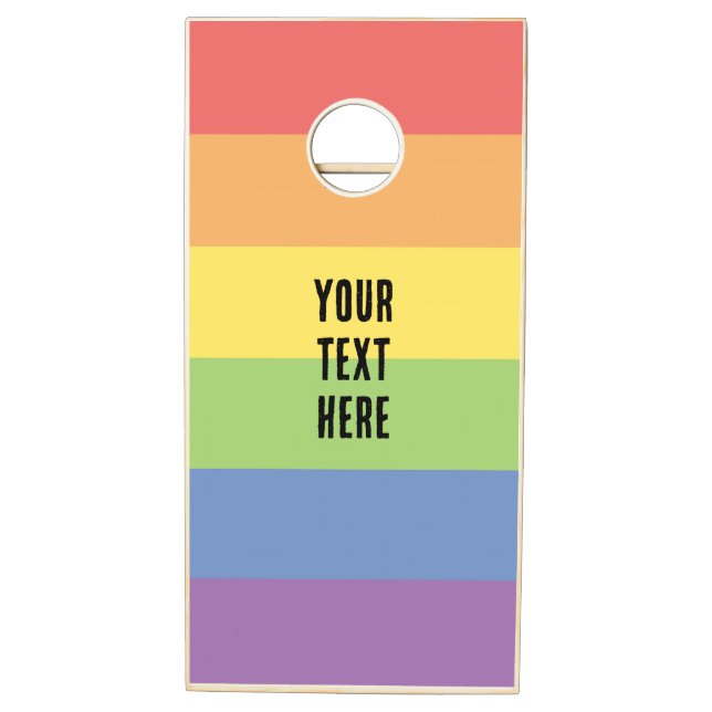 LGBT Pride Rainbow Text Gay Wedding  Cornhole Set (Left)