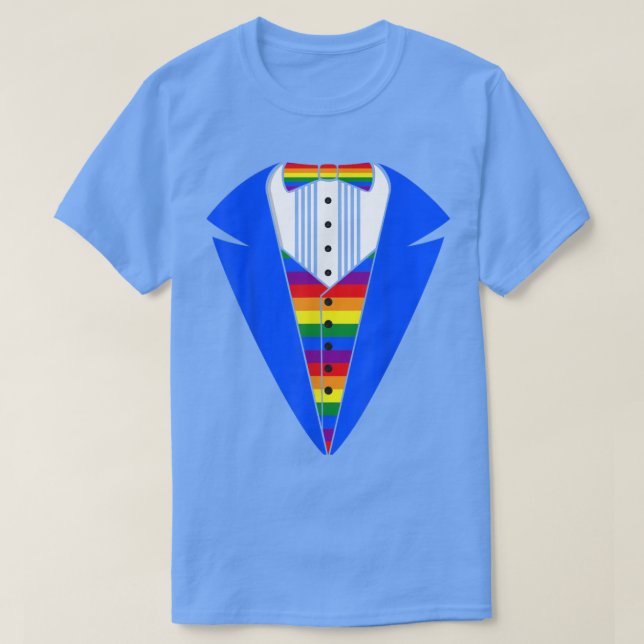 LGBT Pride Rainbow Tuedo T fun gift ideablue  T-Shirt (Design Front)