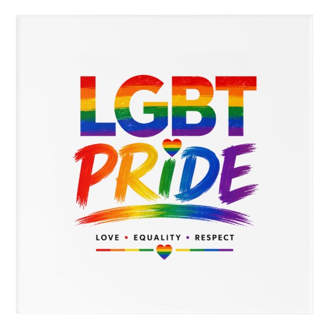 LGBT Pride Rainbow Typography Acrylic Print (Front)