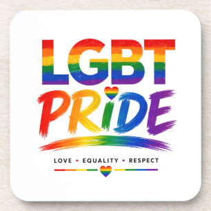 LGBT Pride Rainbow Typography Beverage Coaster