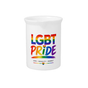 LGBT Pride Rainbow Typography Beverage Pitcher