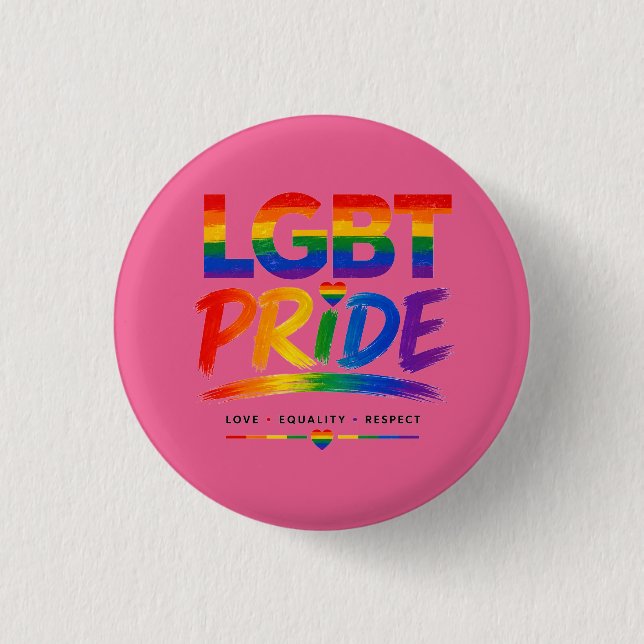 LGBT Pride Rainbow Typography Button (Front)