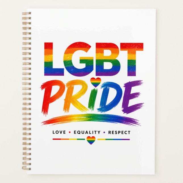 LGBT Pride Rainbow Typography Planner (Front)