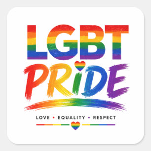 LGBT Pride Rainbow Typography Square Sticker