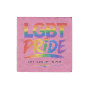 LGBT Pride Rainbow Typography Stone Magnet