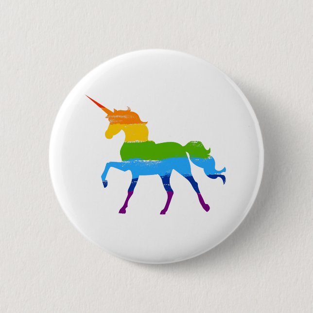 LGBT Pride Rainbow Unicorn Button (Front)