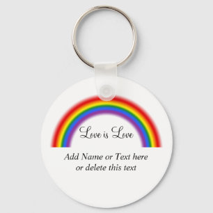 LGBT Pride Rainbow with custom text Love is Love Keychain
