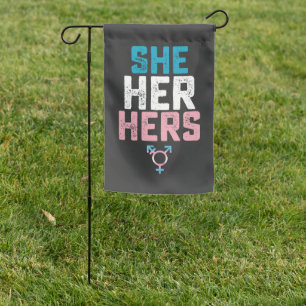 LGBT Pride She Her Hers Trans Transgender Pronouns Garden Flag
