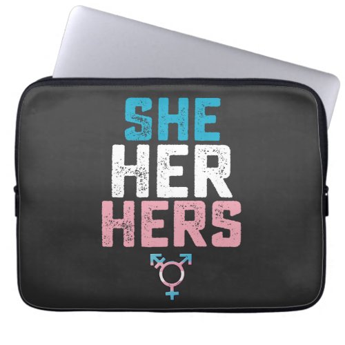 LGBT Pride She Her Hers Trans Transgender Pronouns Laptop Sleeve