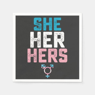 LGBT Pride She Her Hers Trans Transgender Pronouns Napkins