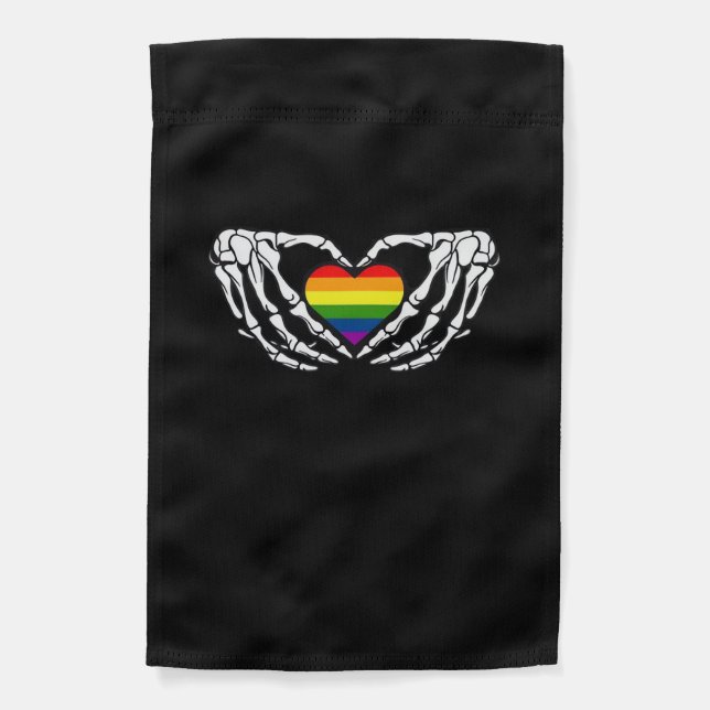 Lgbt Pride Skeleton Halloween Goth Heart Classic Garden Flag (Front)