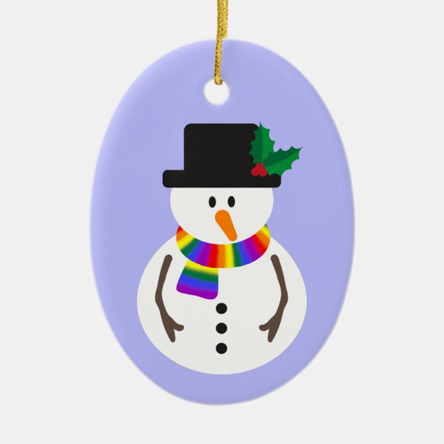 LGBT+ Pride Snowman Ceramic Ornament (Front)