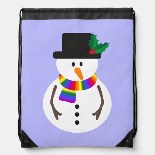 LGBT Pride Snowman Drawstring Backpack