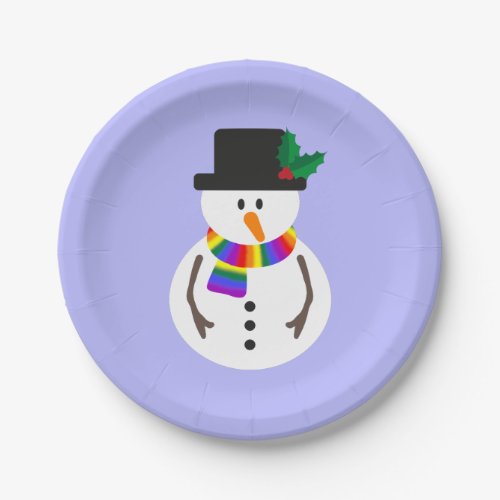 LGBT Pride Snowman Paper Plates