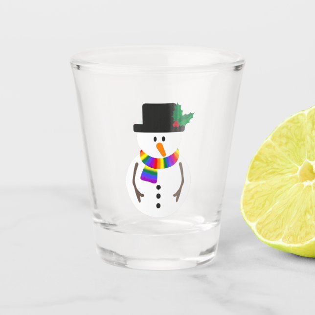 LGBT+ Pride Snowman Shot Glass (Front)