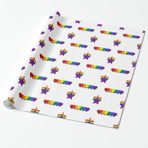 LGBT pride stars and hearts Wrapping Paper