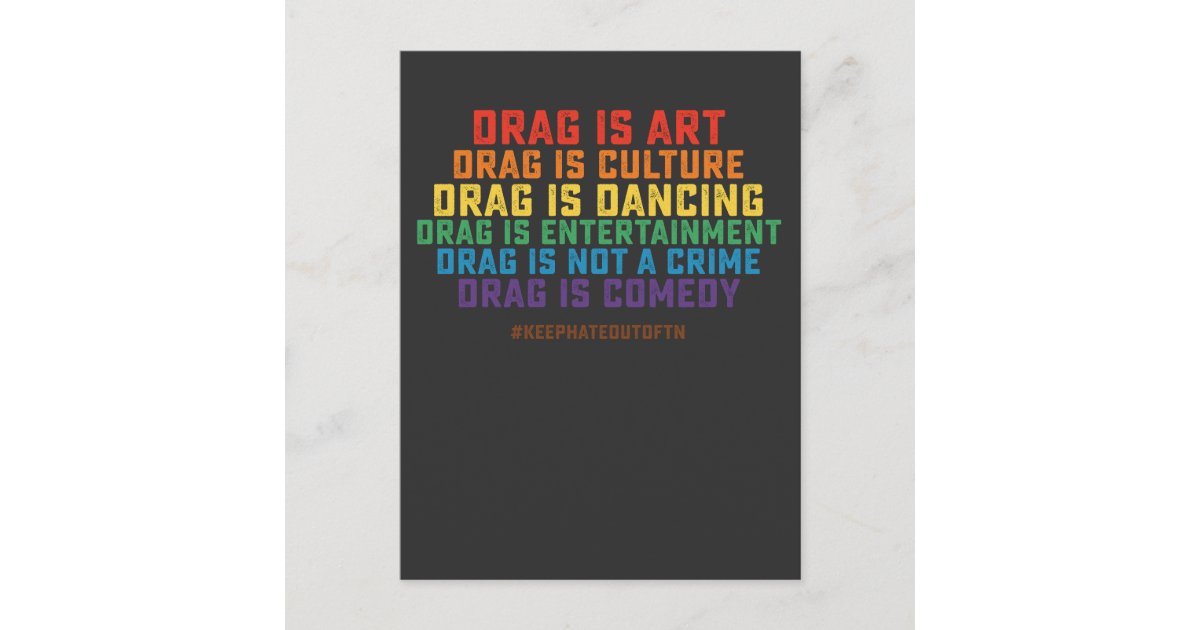 LGBT Pride Support Drag Is Art Not A Crime Invitation Postcard | Zazzle