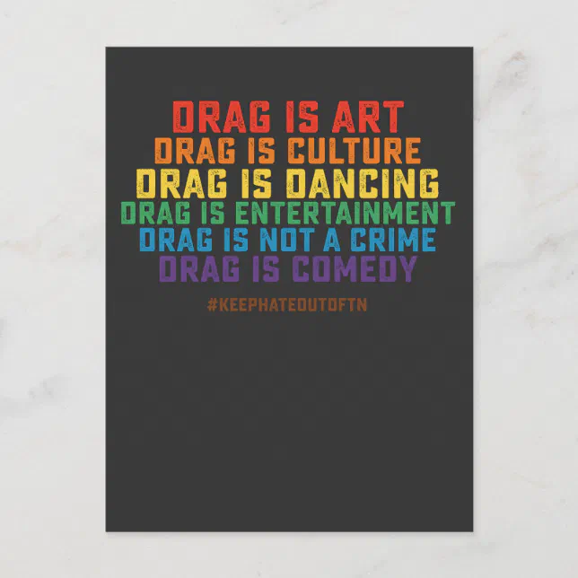 LGBT Pride Support Drag Is Art Not A Crime Invitation Postcard | Zazzle
