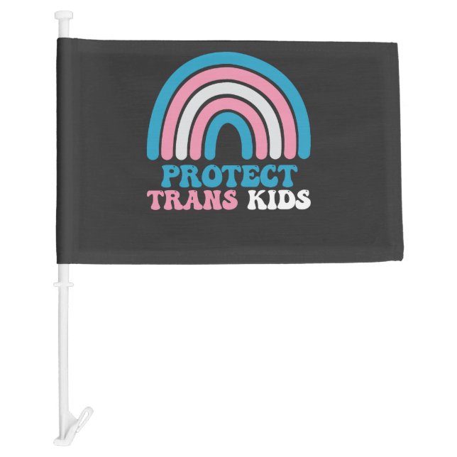 LGBT Pride Support Protect Trans Kids Car Flag (Front)