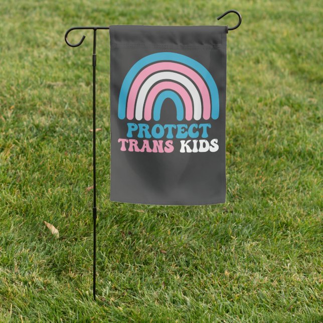 LGBT Pride Support Protect Trans Kids Garden Flag (In SItu)