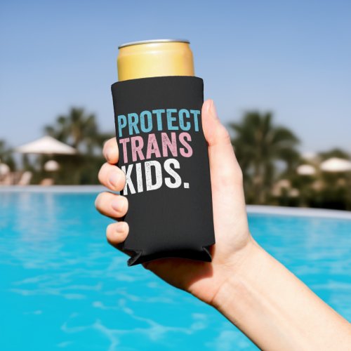 LGBT Pride Support Protect Trans Kids Vintage Seltzer Can Cooler
