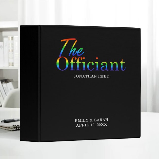 LGBT Pride The Officiant Wedding Personalized 3 Ring Binder (Creator Uploaded)