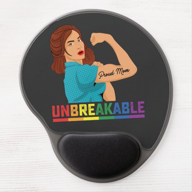 LGBT Pride Unbreakable Proud Mom Gay Lesbian Trans Gel Mouse Pad (Front)