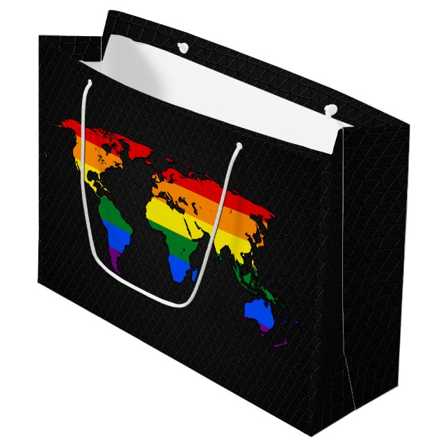 LGBT pride world map  Large Gift Bag (Front Angled)