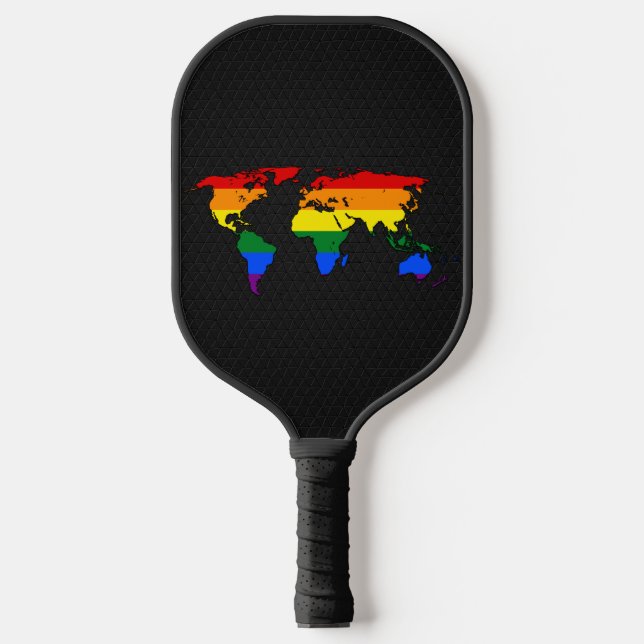 LGBT pride world map  Pickleball Paddle (Front)