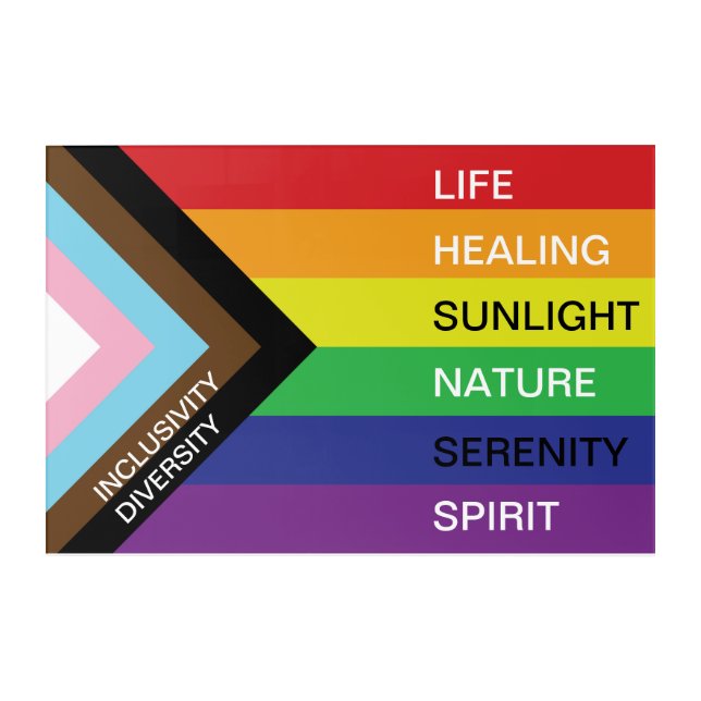 LGBT Progress Pride Rainbow flag with custom text Acrylic Print (Front)