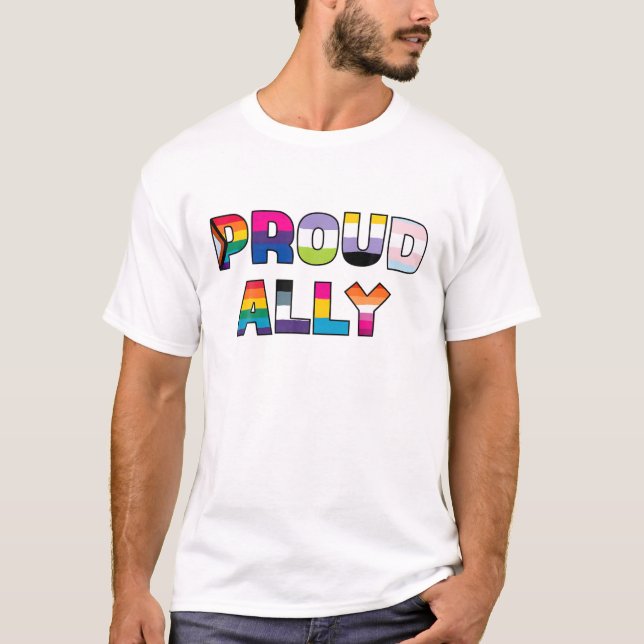 LGBT Proud Ally Pride Ally Pride LGBT Ally Rainbow T-Shirt (Front)