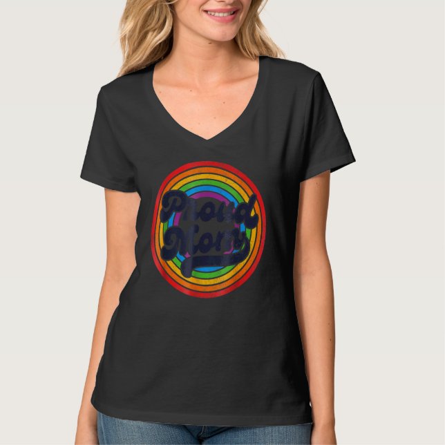 Lgbt Proud Mom, Gay Pride Lgbt Ally Rainbow, Mothe T-Shirt (Front)
