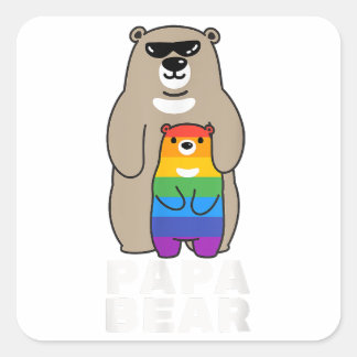 LGBT Proud Papa Bear Proud Bear Dad LGBT Pride Gay Square Sticker