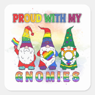 LGBT Proud With My Gnomies Square Sticker