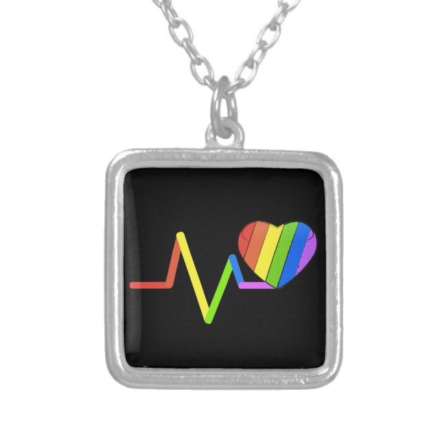 LGBT Pulse Orlando Tribute #LoveWins Silver Plated Necklace (Front)
