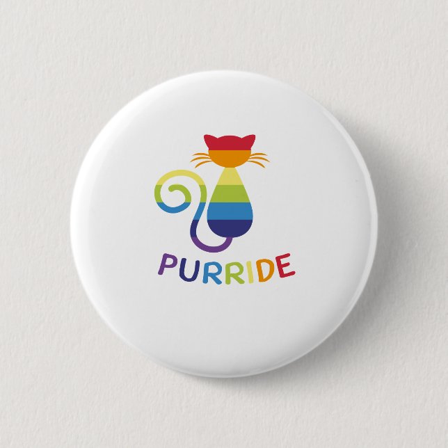 Lgbt Purride Gay Lesbian Pride Cat Funny Gift Button (Front)