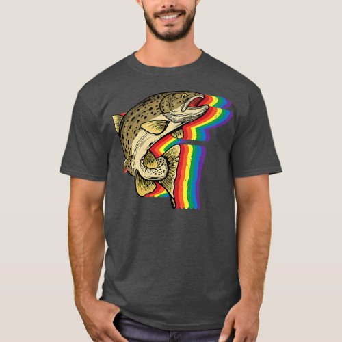 LGBT_Q Gay Pride Proud Rainbow Trout Fishing Lover T_Shirt
