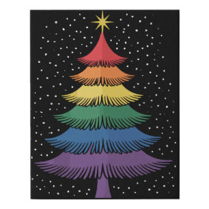 LGBT-Q Pride Christmas Tree Pajama Rainbow Flag Faux Canvas Print
