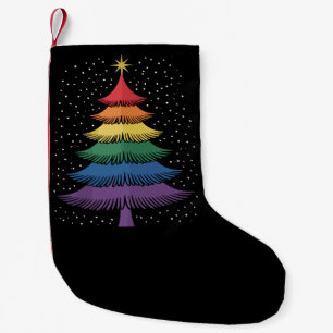 LGBT-Q Pride Christmas Tree Pajama Rainbow Flag Small Christmas Stocking