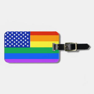LGBT Rainbow American Flag Luggage Tag